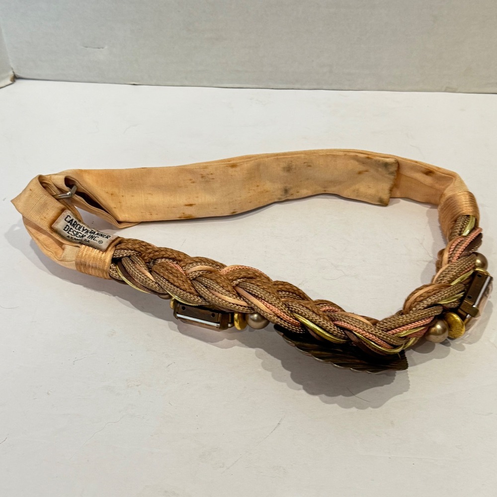 Carolyn Tanner Designs Braided Shell Belt Womens OS Gold Fair Vintage Stained - Picture 7 of 10